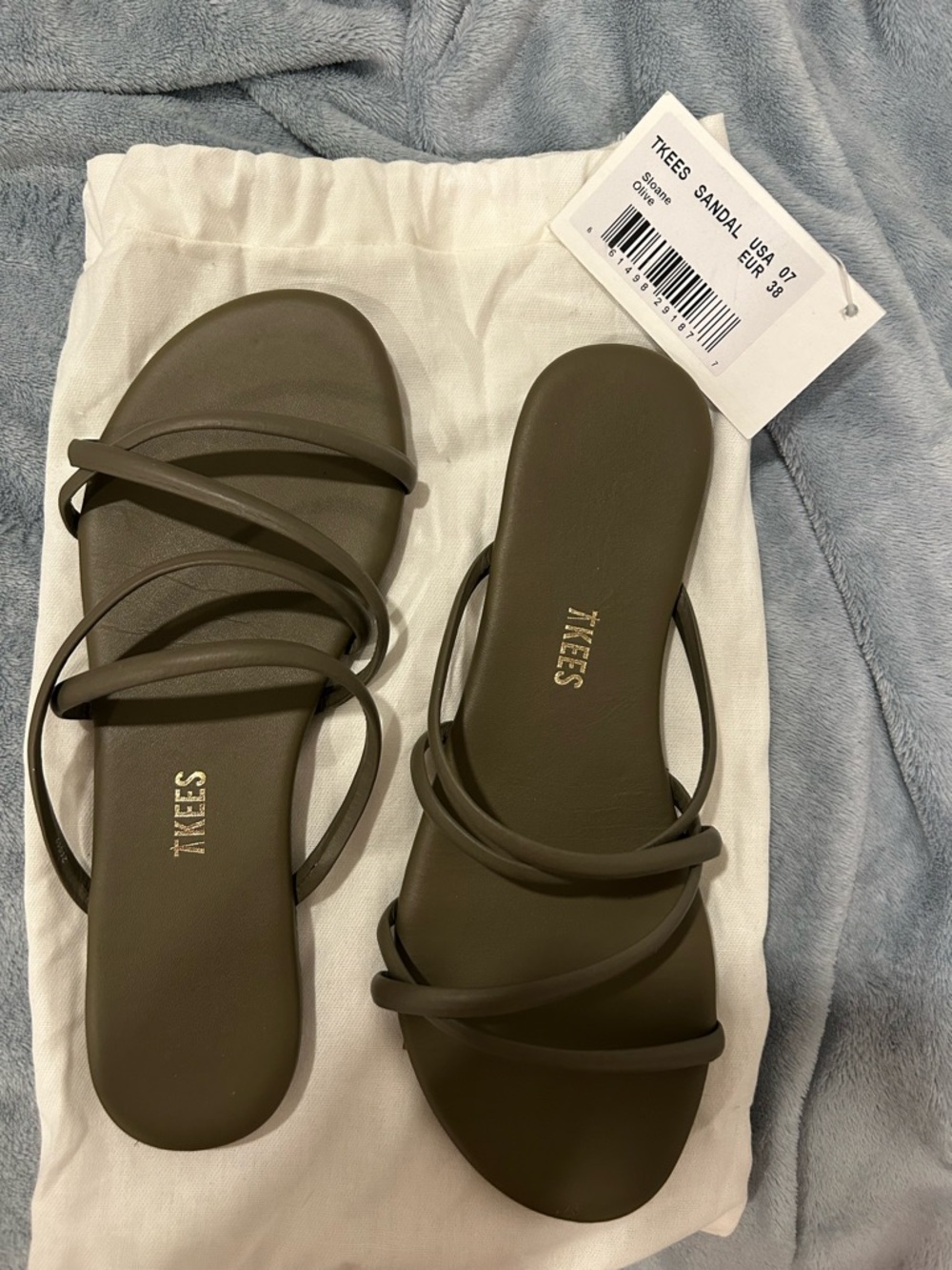 TKEES Olive Multi-Strap Slide Sandals for Women